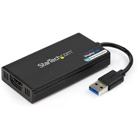 StarTech USB-A 3.0 -> HDMI M/F adapter 0.2m fekete 4k