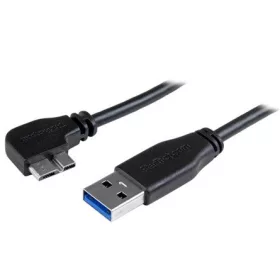   StarTech USB-A 3.0 -> USB-B 3.0 micro M/M adatkábel 0.5m fekete slim, egyenes/90° bal