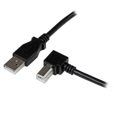 StarTech USB-A 2.0 -> USB-B 2.0 M/M adatkábel fekete egyenes/90° jobb