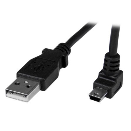 StarTech USB-A 2.0 -> USB-B 2.0 mini M/M adatkábel 1m fekete egyenes/90° fel