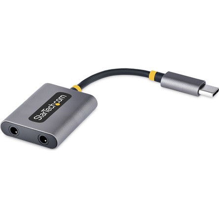 StarTech USB-C -> 2db Jack stereo 3,5mm (4pin) M/F adatkábel Direct Attach (DAC) 0.2m szürke 24-bit DAC