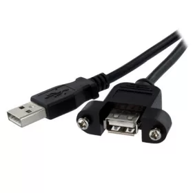   StarTech USB-A 2.0 -> M/F adatkábel 0.6m fekete panel-mount