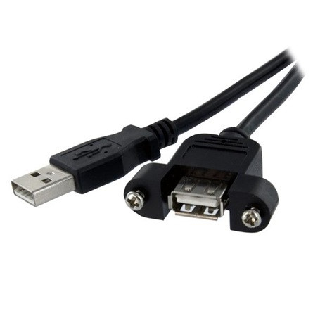 StarTech USB A M/F adatkábel 0.9m panel-mount fekete