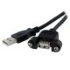 StarTech USB A M/F adatkábel 0.9m panel-mount fekete