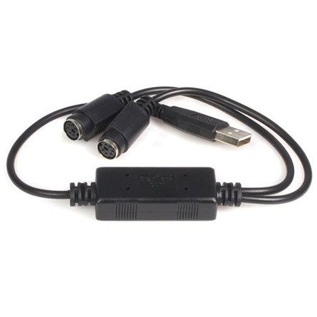 StarTech USB-A 2.0 -> 2db PS/2 M/F adapter 0.4m fekete