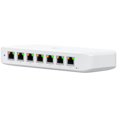 Ubiquiti USW-Ultra Layer 2, 8-port GbE PoE switch with versatile mounting options: 7x GbE PoE+ output ports, 1 xGbE PoE++ input port