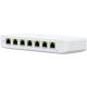 Ubiquiti USW-Ultra Layer 2, 8-port GbE PoE switch with versatile mounting options: 7x GbE PoE+ output ports, 1 xGbE PoE++ input port