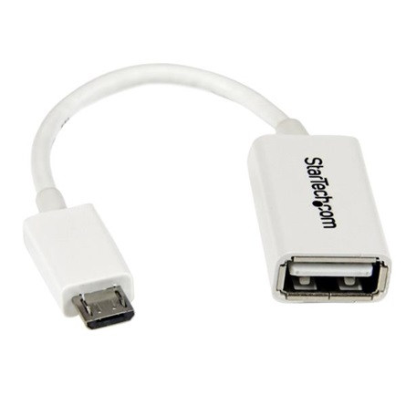 StarTech USB-B 2.0 micro -> USB-A 2.0 M/F adatkábel 0.12m fehér OTG