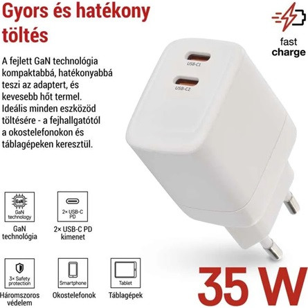 Emos GaN PD 35 W max. univerzális USB töltő