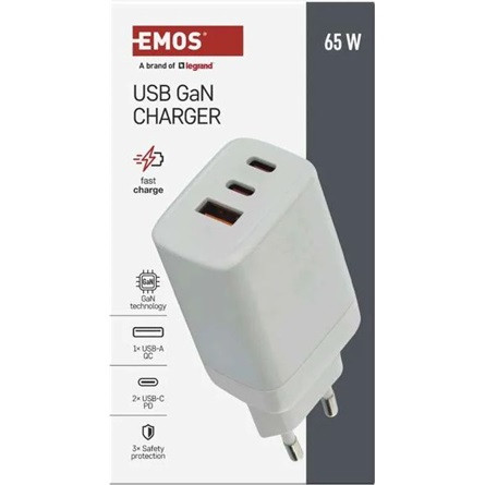 Emos GaN PD 65 W max. univerzális USB töltő