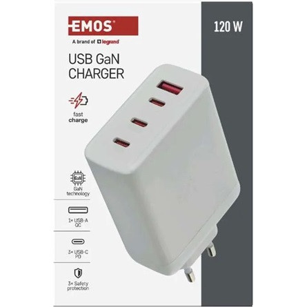 Emos GaN PD 120 W max. univerzális USB töltő