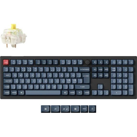 Keychron V6 Max Bluetooth / vezeték nélküli magyar gaming Gateron Jupiter Banana mechanikus billentyűzet fekete-szürke