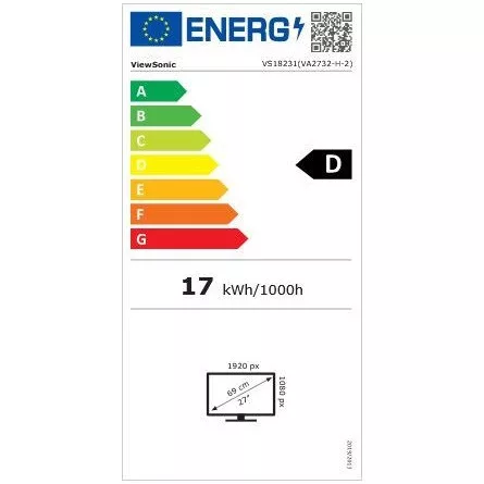 ViewSonic Monitor 27" - VA2732-H-2 (IPS, 16:9, 1920x1080, 1ms, 250cd/m2, D-sub, HDMI, VESA)