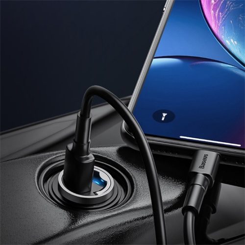 Baseus Tiny Star Mini autós gyorstöltő 30W, USB Type-A, szürke