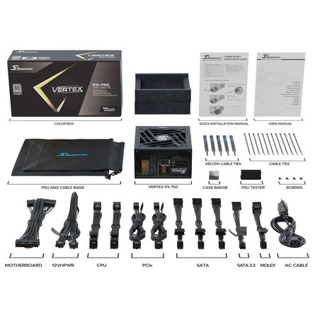 Seasonic Vertex PX ATX desktop tápegység 750W 80+ Platinum BOX