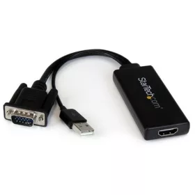   StarTech VGA USB-A 2.0 -> HDMI M/F adapter 0.2m fekete USB-Powered