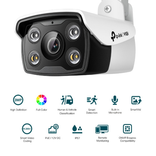 TP-LINK VIGI C330(4mm)3MP Outdoor Full-Color Bullet Network Camera