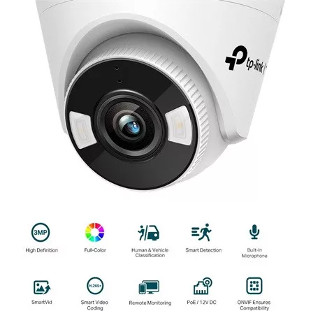 TP-Link IP turretkamera - C430 (FullColor, 3MP, 4mm, H265+, fehér LED30m, IR30m, PoE/12VDC, mikrofon)