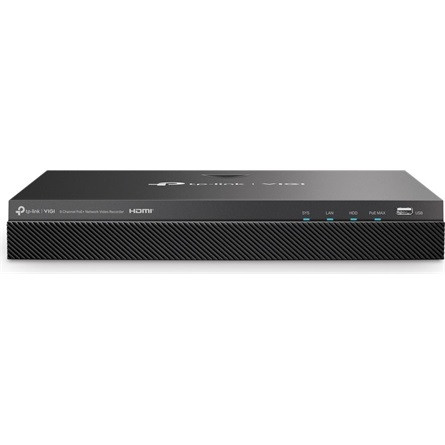 TP-link NVR rögzítő - NVR2008H-8MP (8 csatorna, 8 PoE+ port 93W; H265+, 8MP, HDMI, VGA, 2xUSB, 2xSata, audio)