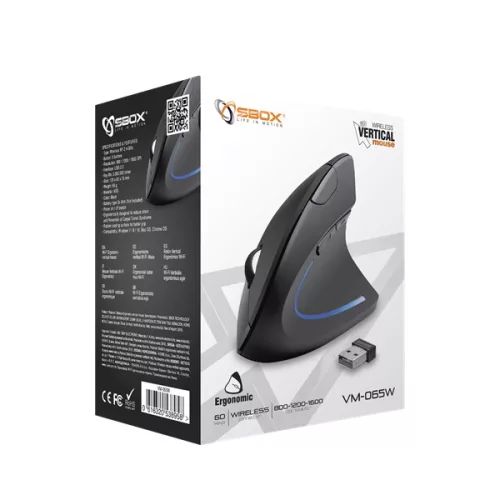 SBOX Egér VM-065, WIRELESS MOUSE VM-065W Vertical
