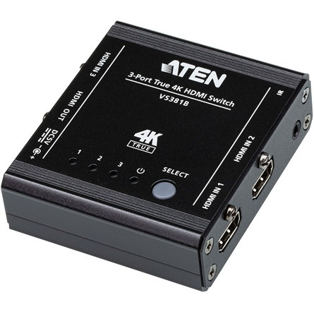 Aten True 4K 3-portos HDMI video switch fekete