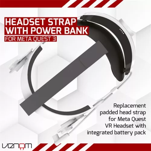 VENOM Meta Quest 2 & 3 Kiegészítő Univerzális headset pánt és 5000 mAh akkumulátor csomag, VS4209