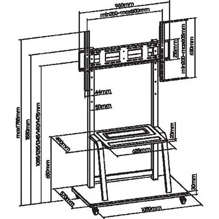 SBOX FS-1035 37"-100" TV gurulós tartó állvány fekete