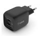 BELKIN hálózati töltő 2 Type-C aljzat 45W, PD gyorstöltő, FEKETE