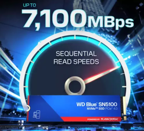 WD Western Digital SSD 2TB M.2 2280 NVMe SN5100 Blue - WDS200T5B0E-00CPE0
