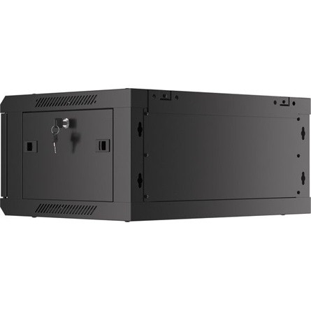 Lanberg 19" fali rack szekrény 4U/600X450 üvegajtó, lapraszerelt, fekete V2