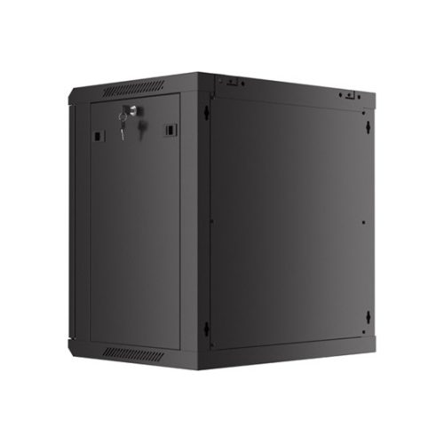 Lanberg 19" fali rack szekrény 12U/600X450 perforált ajtó, lapraszerelt, fekete