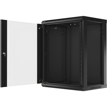 Lanberg 19" fali rack szekrény 15U/600X450 üvegajtó, lapraszerelt, fekete V2