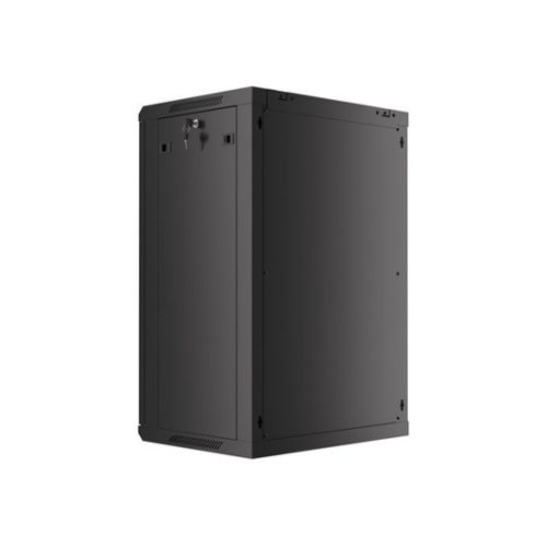 Lanberg 19" fali rack szekrény 18U/600X450 üvegajtó, lapraszerelt, fekete V2