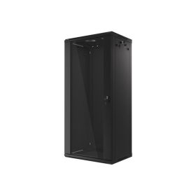   Lanberg 19" fali rack szekrény 27U/600X450 üvegajtó, lapraszerelt, fekete V2