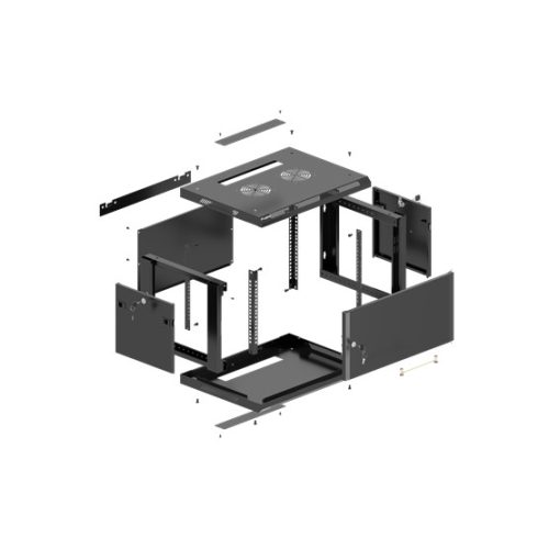 Lanberg 19" fali rack szekrény 4U/600X600 lemezajtó, lapraszerelt, fekete