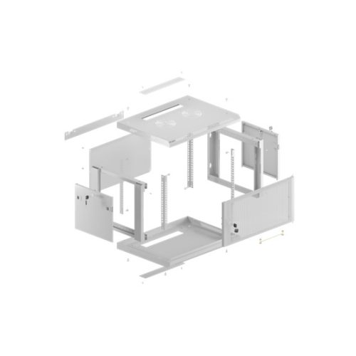 Lanberg 19" fali rack szekrény 9U/600X600 perforált ajtó, lapraszerelt, szürke