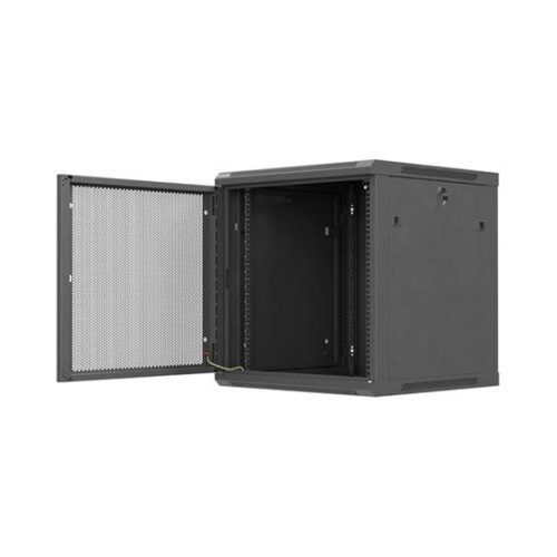 Lanberg 19" fali rack szekrény 12U/600X600 perforált ajtó, lapraszerelt, fekete