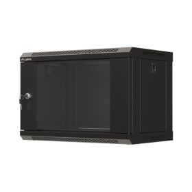   Lanberg 19" fali rack szekrény 6U/540X350 üvegajtó, lapraszerelt, fekete