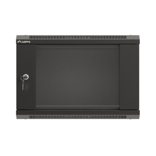 Lanberg 19" fali rack szekrény 6U/540X350 üvegajtó, lapraszerelt, fekete