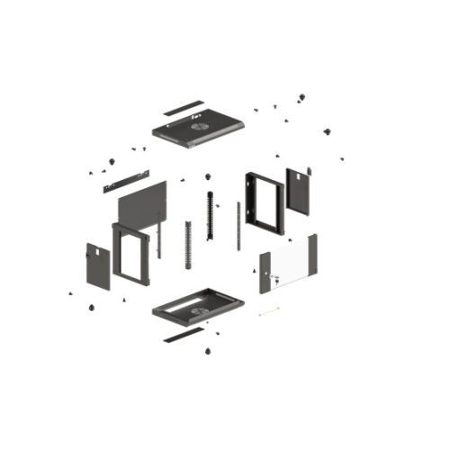 Lanberg 19" fali rack szekrény 6U/540X350 üvegajtó, lapraszerelt, fekete