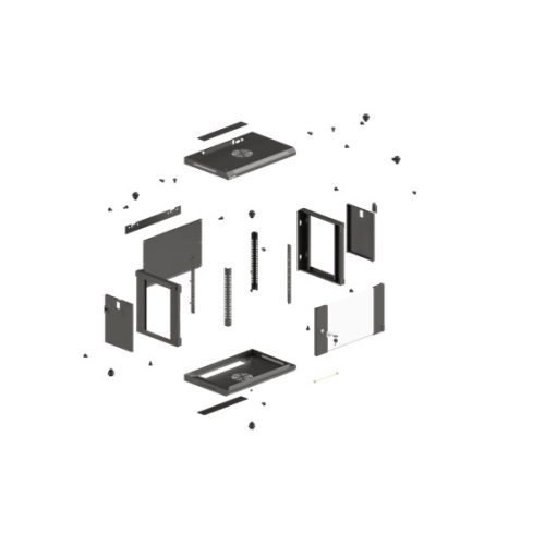 Lanberg 19" fali rack szekrény 9U/540X350 üvegajtó, lapraszerelt, fekete