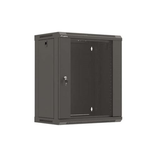 Lanberg 19" fali rack szekrény 12U/540X350, üvegajtó, lapraszerelt, fekete