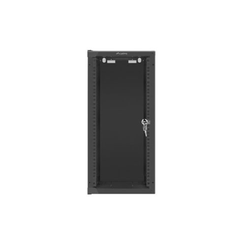Lanberg 10" fali rack szekrény 12U/280X310, üvegajtó, lapraszerelt, fekete