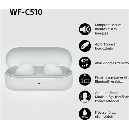 Sony WFC510W.CE7 True Wireless Bluetooth fehér fülhallgató