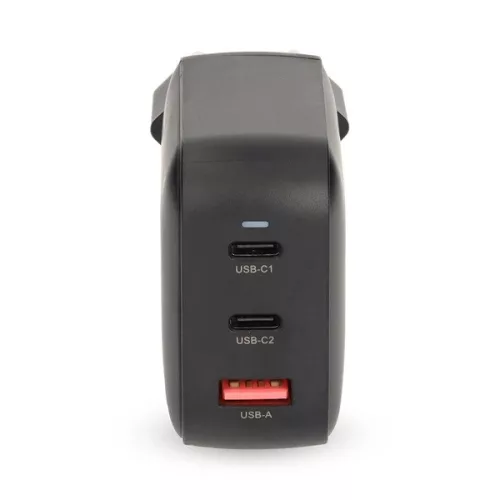 Nedis WGCHA100WBK töltő 100 W, GaN, PD3.0, QC 2,5 / 3,0 / 5,0 A, Kimenetek száma: 3, USB-A / 2x USB-C, fekete