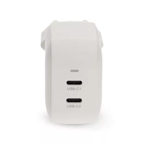Nedis WGCHA45WWT töltő 45 W | GaN | PD3.0, Gyorstöltési funkció, 2,25 / 3,0 A, 2x USB-C, Automatikus feszültségválasztás