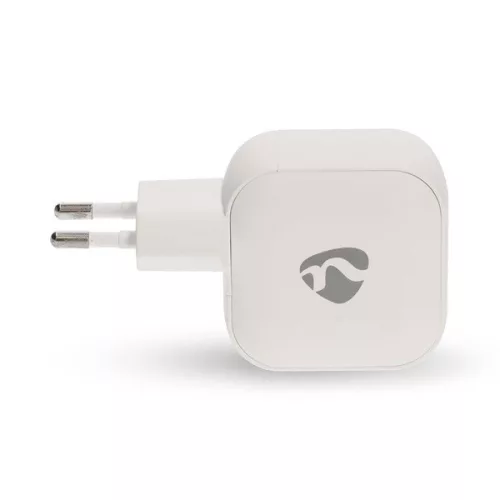 Nedis WGCHA45WWT töltő 45 W | GaN | PD3.0, Gyorstöltési funkció, 2,25 / 3,0 A, 2x USB-C, Automatikus feszültségválasztás