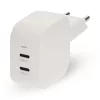 Nedis WGCHA45WWT töltő 45 W | GaN | PD3.0, Gyorstöltési funkció, 2,25 / 3,0 A, 2x USB-C, Automatikus feszültségválasztás