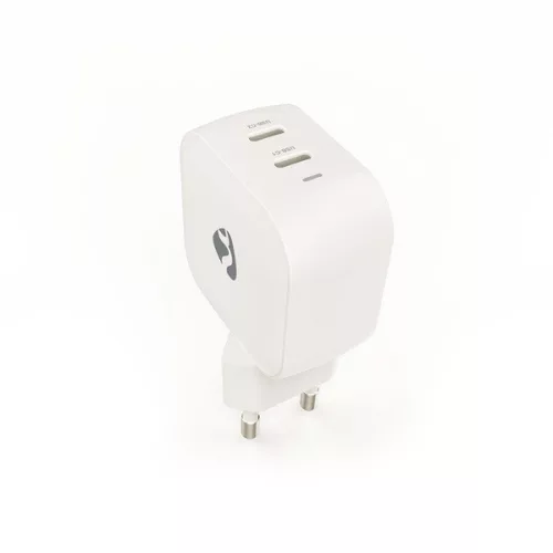 Nedis WGCHA45WWT töltő 45 W | GaN | PD3.0, Gyorstöltési funkció, 2,25 / 3,0 A, 2x USB-C, Automatikus feszültségválasztás