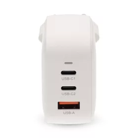   Nedis WGCHA70WWT töltő 70 W, GaN, PD3.0, QC 1,5 / 2,25 / 2,5 / 3,0 / 3,5 A, Kimenetek száma: 3, USB-A / 2x USB-C, fehér
